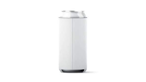 Blank big white collapsible beer can koozie mock up isolated