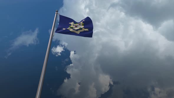Connecticut State Flag Waving 4K