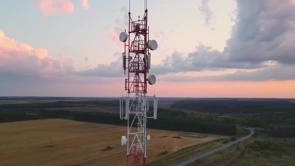 Telecommunication tower 5G. Telecom tower antenna