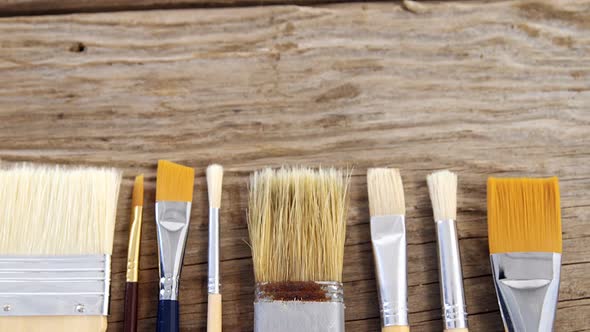 Close-up of various paint brushes