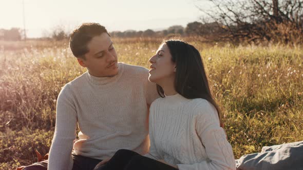 Couple In Love On A Field