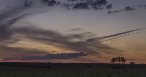 Flat Hill Meadow Timelapse at the Summer Sunrise Time