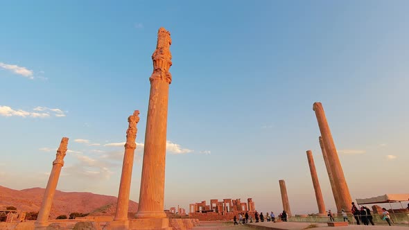 Persepolis Columns Timelapse At Sunset