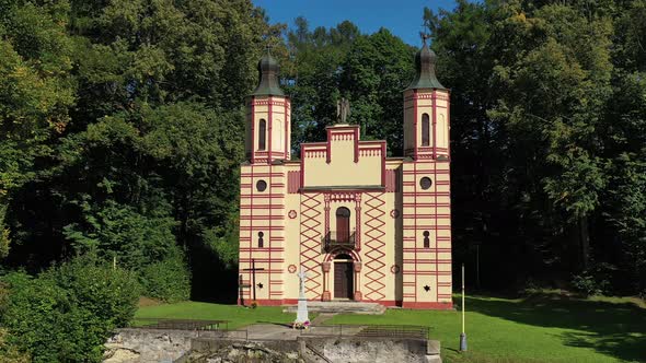 Aerial view of Calvary in Bardejov, Slovakia