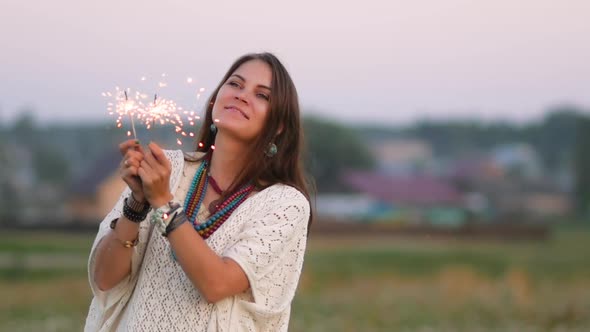 Attractive Woman Aged Boho Style