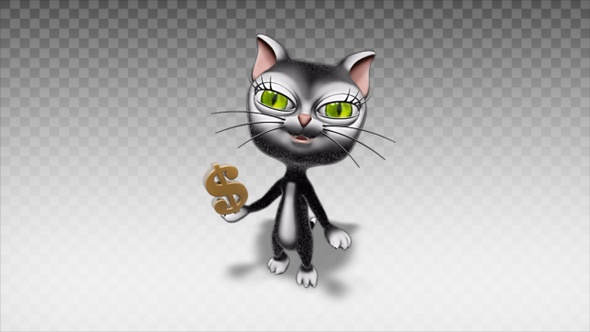 Cartoon Kitty Cat - Show Money