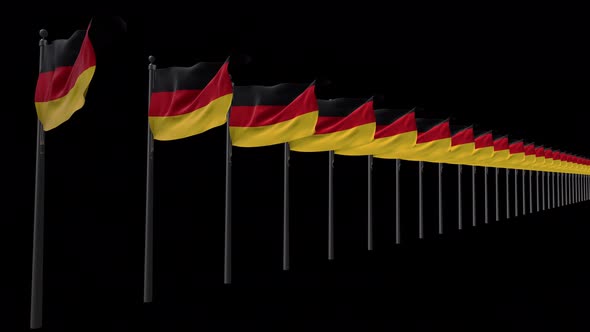 Row Of Germany Flags With Alpha 4K