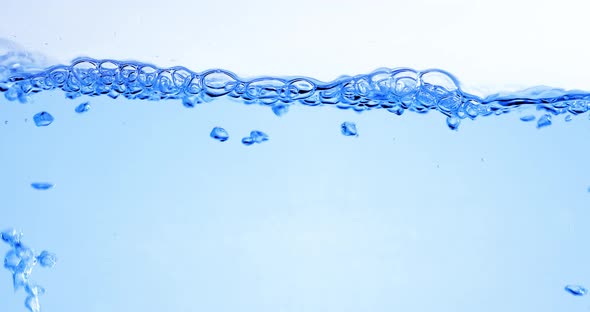 Many Bubbles in Water Close Up Abstract Water Wave with Bubbles in Slow Motion