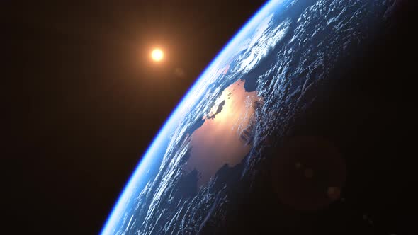 View From Space Of Sun Above Planet Earth alt
