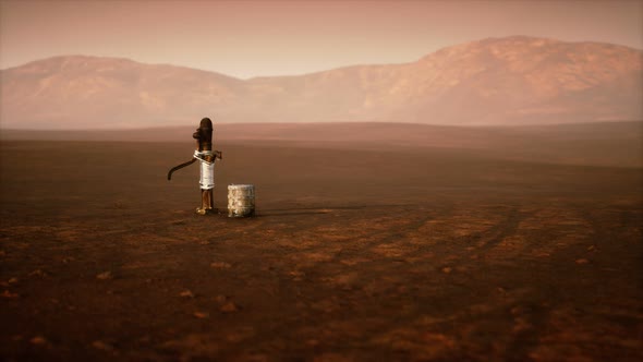 Old Rusted Metal Well in Desert