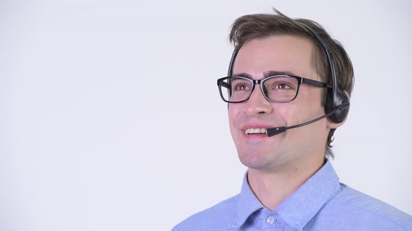 Young Happy Handsome Businessman As Call Center Representative