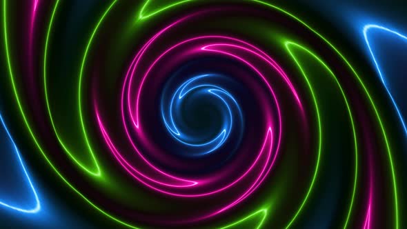Blue Green Pink Neon Twirl Motion Animated Background