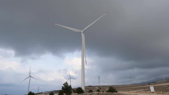 Windmills With Storm Clouds in the Background