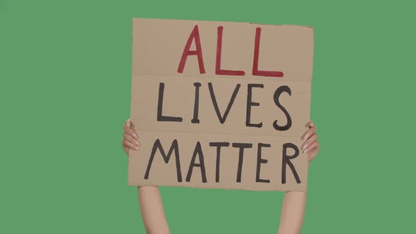 ALL LIVES MATTER. Protest Text Message on Cardboard. Stop Racism. Police Violence. Banner Design