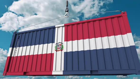 Cargo Container with Flag of Dominican Republic