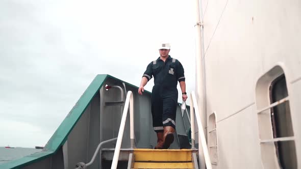 Marine Deck Officer or Chief Mate on Deck of Offshore Vessel or Ship