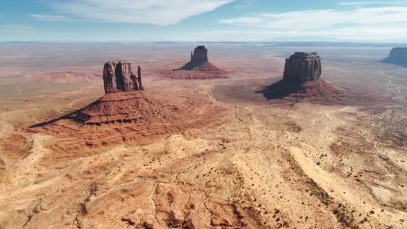 Cinematic Aerial View of World Famous Monument Valley Scenic Nature Background