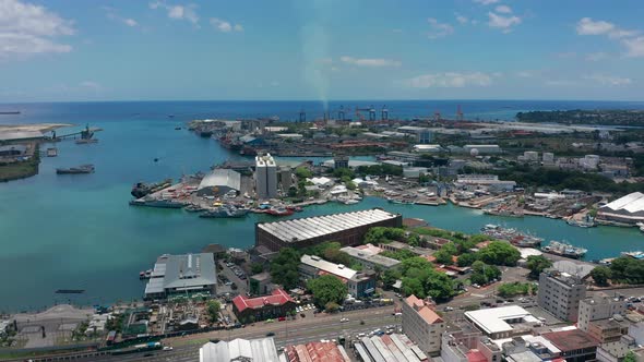 Aerial View Port Louis on Beautiful Sunny Day