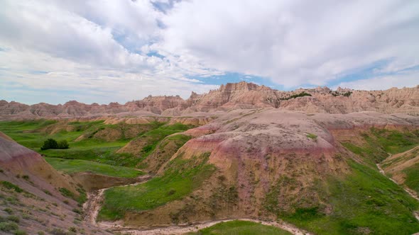 Timelapse of clouds moving over the Badlands in South Dakota