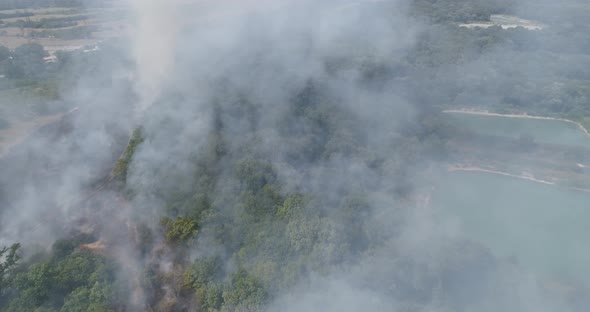 Fire near lake