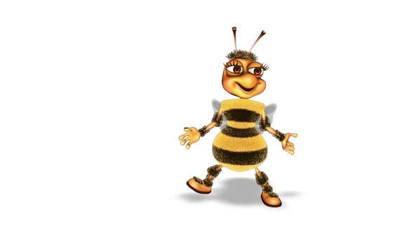 Cartoon Bee Dance  Looped on White Background
