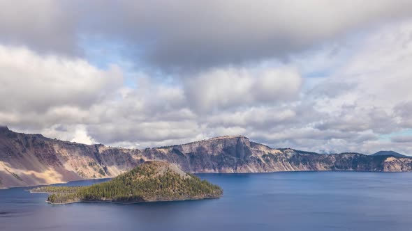 Time lapse of clouds moving above Crater Lake in Oregon