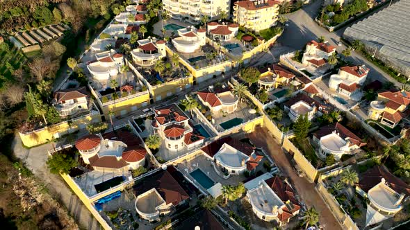Cottage Complexes Aerial View 4 K Turkey Alanya