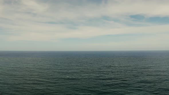 Seascape, Blue Sea, Sky with Clouds, Aerial View