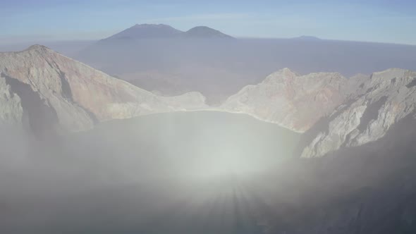 Aerial View Beautiful Landscape at Mountain Crater Lake