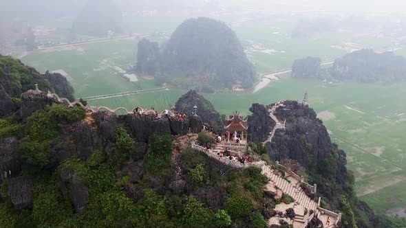 Aerial of dragon temple, Hang Mua, Tam Coc, Ninh Binh, Cambodia