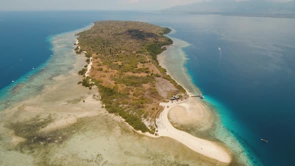 Aerial View Beautiful Beach on Tropical Island Menjangan