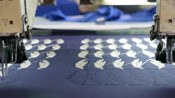 Automatic Modern Sewing Machine Embroider a Logo on Fabric