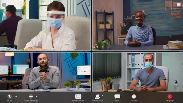 Business People Talking in Front of Camera During Virtual Meeting
