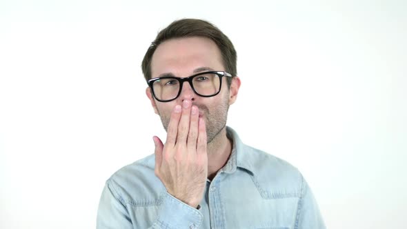 Flying Kiss By Man White Background