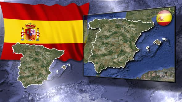 Spain Flag And Map Animation