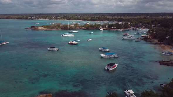 4k 24fps Boats In The Caribbean Town With Drone