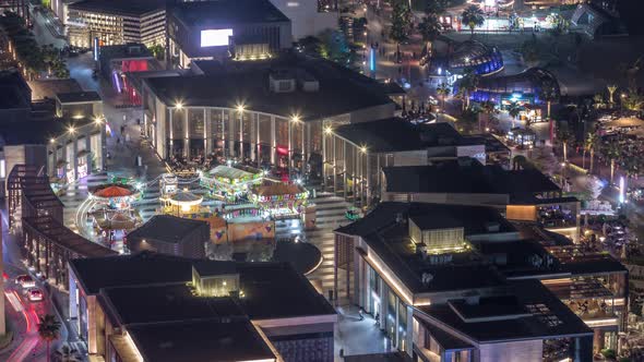 Waterfront Overview Jumeirah Beach Residence JBR Skyline Aerial Night Timelapse