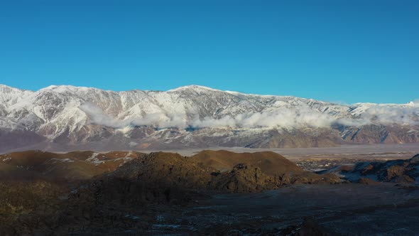 Scenic View Of Snowy Mountain Range  - Wide shot