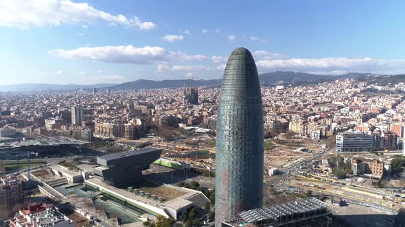 Aerial View of Barcelona City. Spain 4k