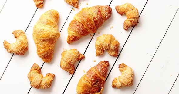 Various Croissants Lying on Table