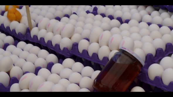 Sorting eggs at the organic bazaar in Turkey