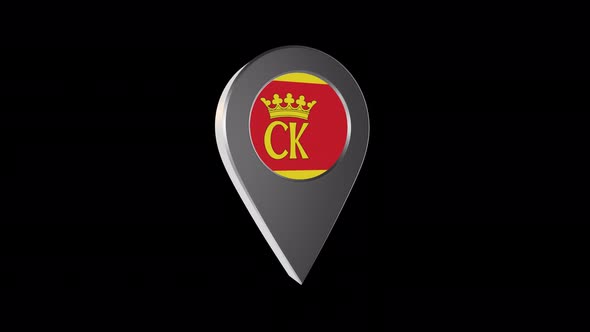 3d Animation Map Navigation Pointer With Flag Of Kielce (Poland) With Alpha Channel - 4K