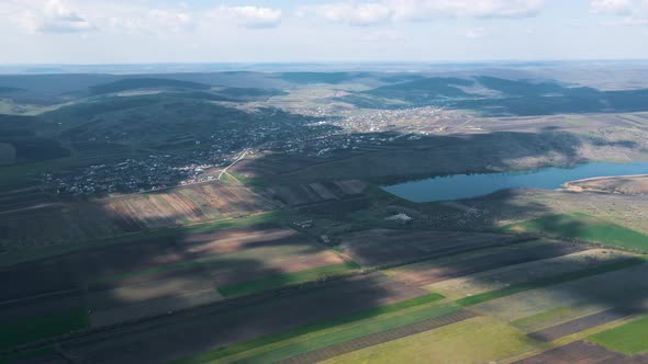 Top View Aerial Photo of Settlements and Fields