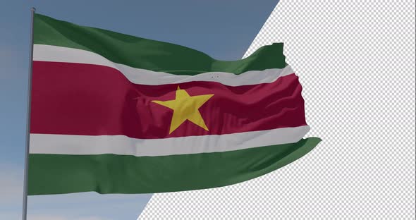 flag Suriname patriotism national freedom, seamless loop, alpha channel