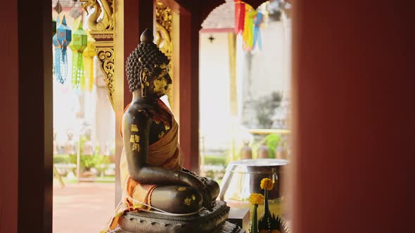 Buddha Statue at a Thailand Buddhist Temple at Chiang Mai, Wat Phra Singh, a Symbol of Buddhism at a