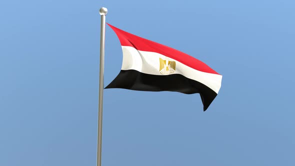 Egyptian flag on flagpole.