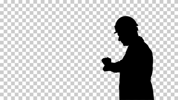 Silhouette Architect wearing a hardhat, Alpha Channel