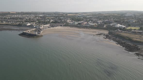 Balbriggan Harbour In Ireland - aerial drone shot
