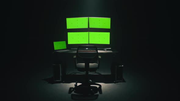 Desk with Computers on Hacker Base