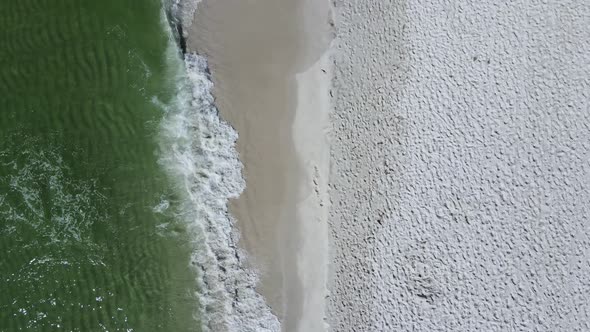 COVID-19 Concept - No People on Closed Down Beach in Florida. Aerial Drone Overhead Shot